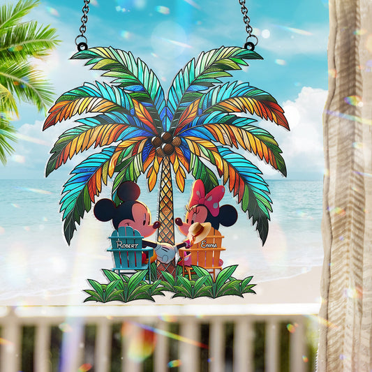 Personalized Palm Tree Couple Suncatcher A Romantic Window Ornament