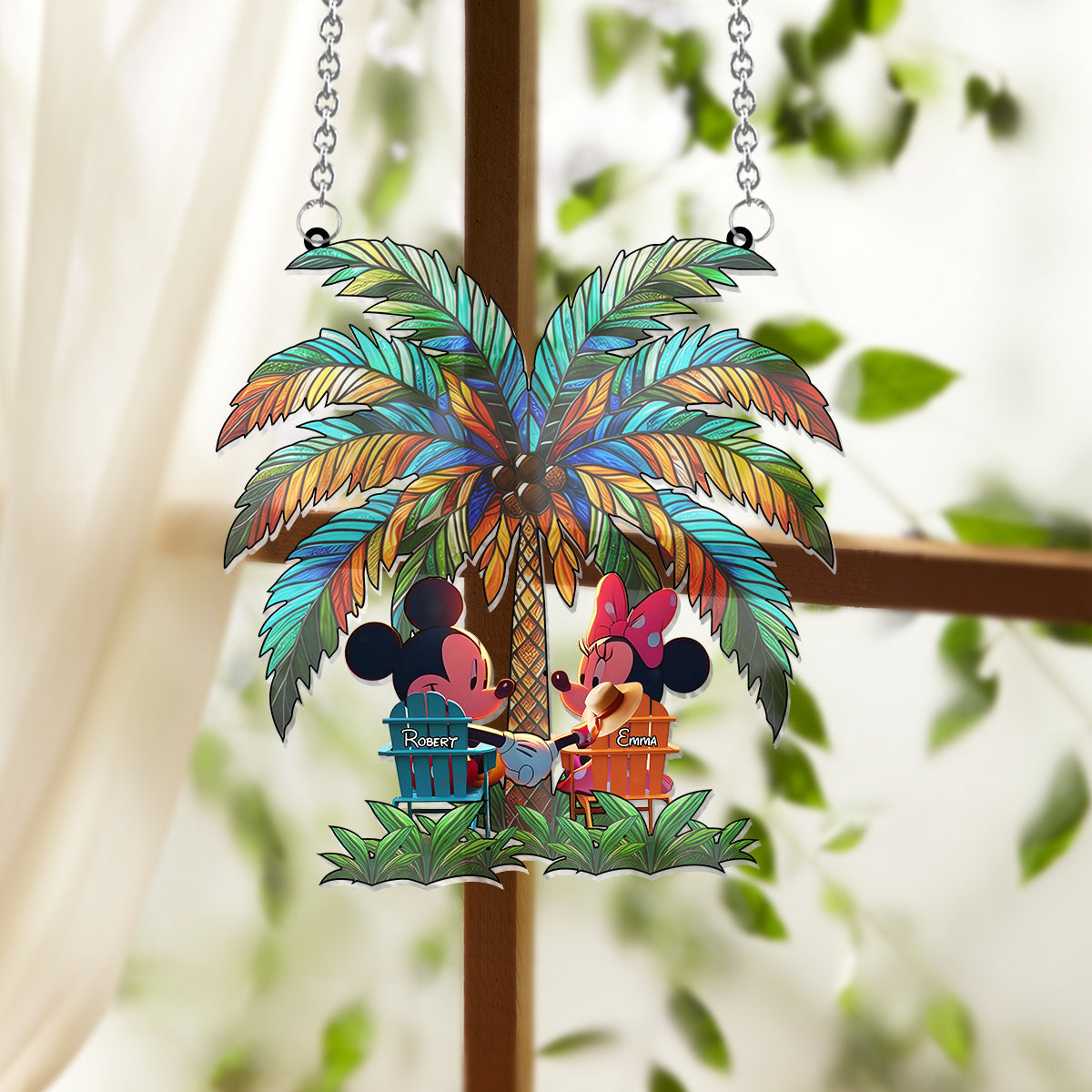 Personalized Palm Tree Couple Suncatcher A Romantic Window Ornament