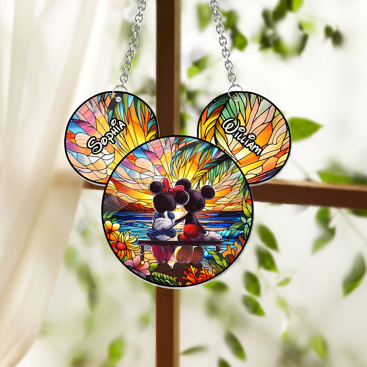 Romantic Sunset – Personalized Mouse Window Hanging Suncatcher Ornament