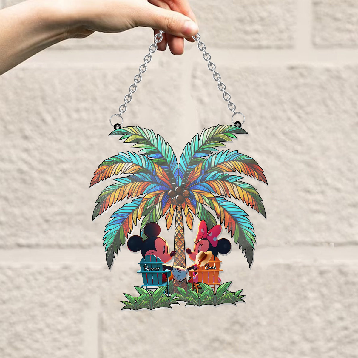 Personalized Palm Tree Couple Suncatcher A Romantic Window Ornament