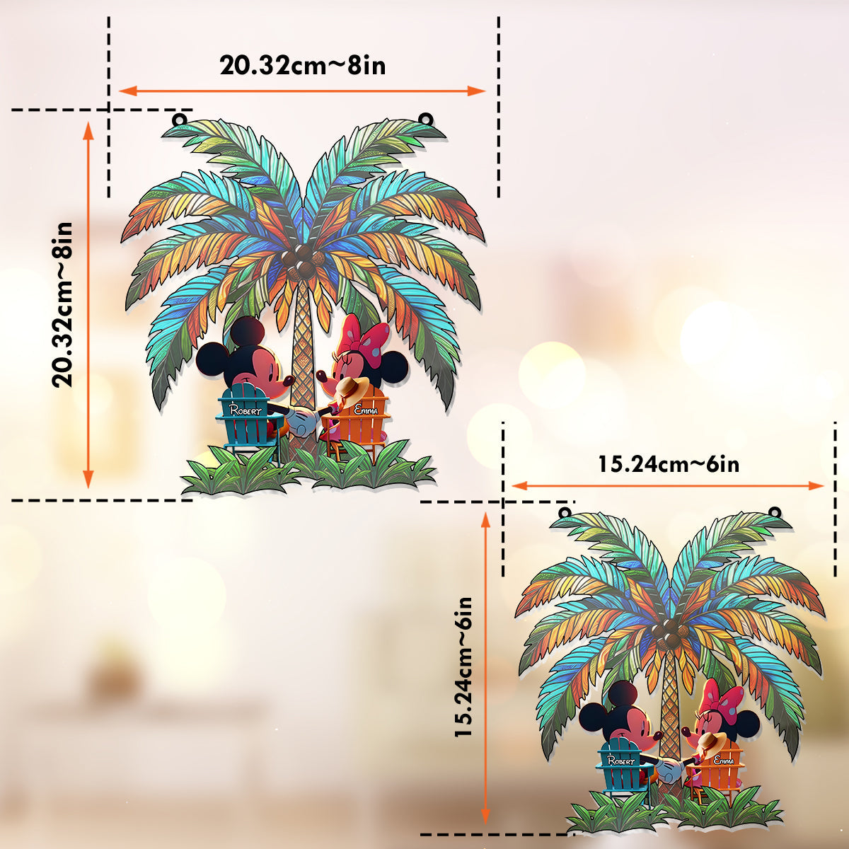 Personalized Palm Tree Couple Suncatcher A Romantic Window Ornament